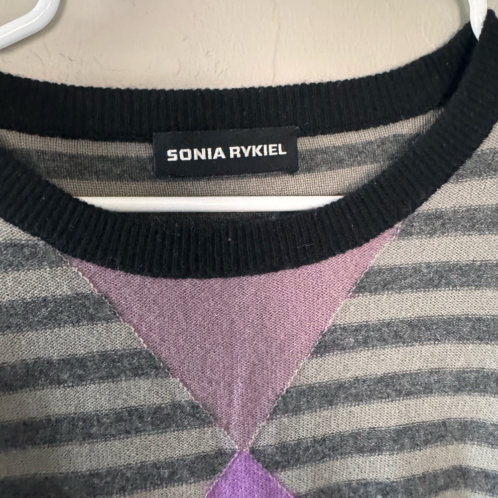 Sonia Rykiel 100% Cashmere Striped Geometric Sweater - Picture 2 of 7